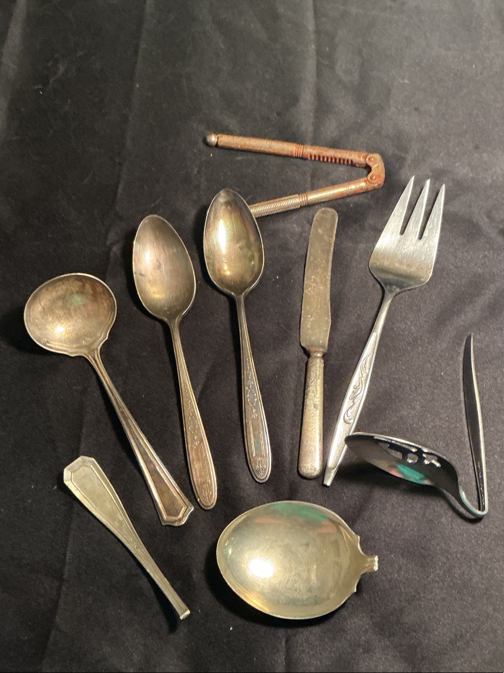Vintage 9 piece Silver-Tone Flatware Assortment - Silver - one broken